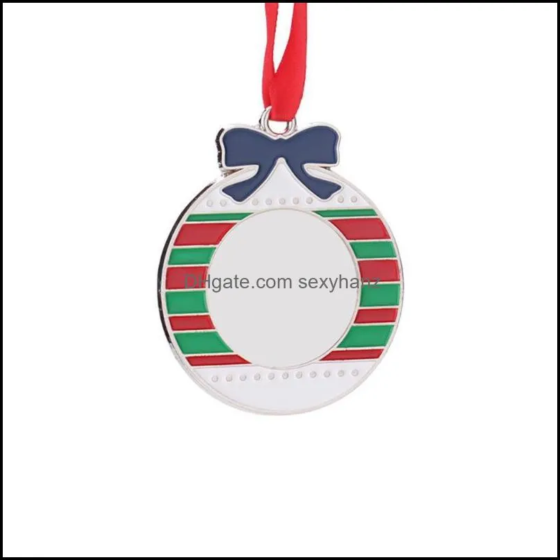 Findings & Components Jewelry Charms Sublimation Blank Pendant Heat Transfer Christmas Tree Hanging Ornament With Red Rope For Holiday Diy C