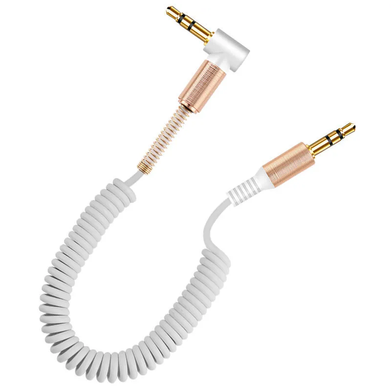 100pcs/Lot 3.5mm Jack AUX Audio Cable 3.5M Male to Males Stretchable Cables For Phone Car Speaker MP4 Headphone 1.8M Jacks 3.5 Spring AudioCables