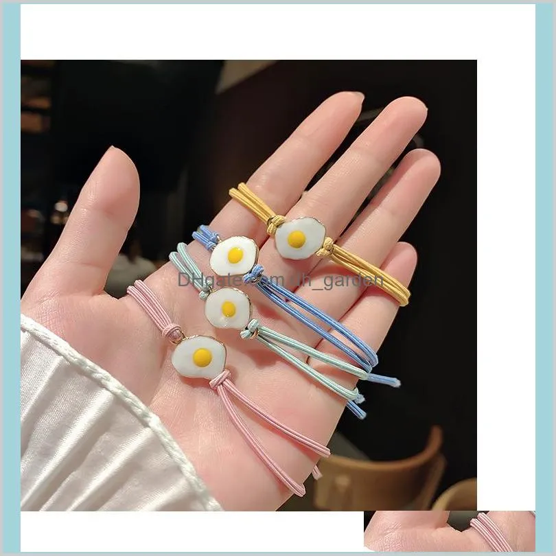 cute egg hair rubber bands for girl womens bracelet hair rope stretchy extensions rings candy pink black blue color