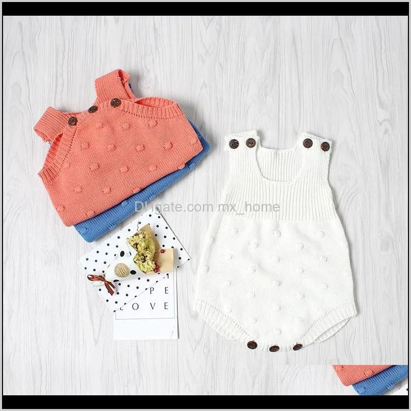 baby cotton knitted triangle rompers 3+ solid sleeveless solid wool jumpsuit kids onesies girls outfits 0-2t