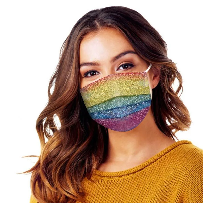 Andere Event Party Supplies 50 Stück Einweg-Gesichtsmasken Erwachsene Glitzer Mund-Nasen-Schutz Multifunktionstuch Atmungsaktiv 3-Lay244O
