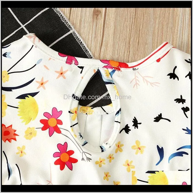 kids girls clothing sets petal sleeve floral printed strap dress kids desinger clothes girls three-piece suit bow tie headband 6m-5t