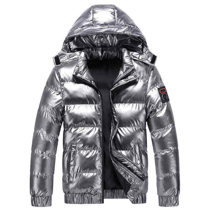 Winter Coat Men White Duck Down Jacket Mens Thick Warm Snow Parka men's Hooded Bright color Down Jacket Overcoat Y1109