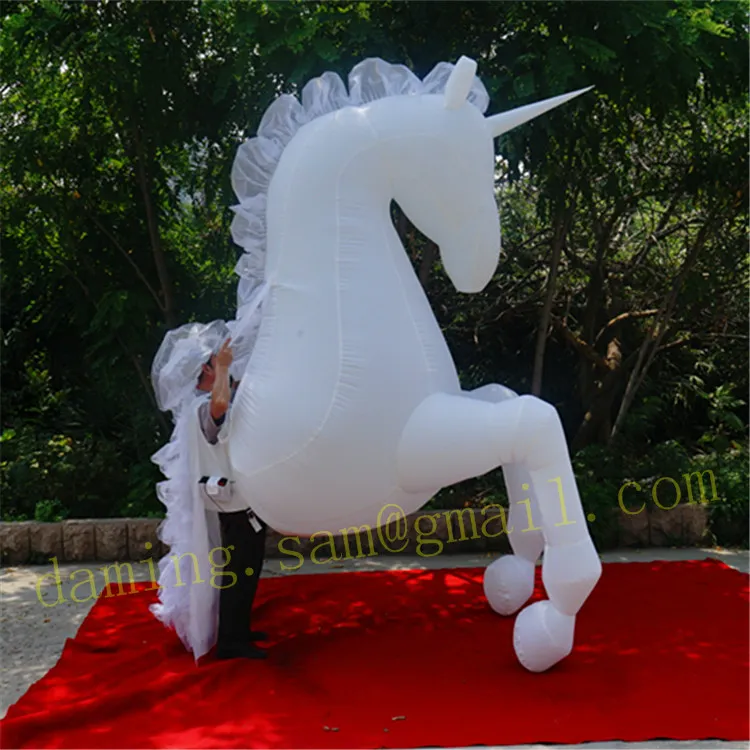 Wholesale Llluminated White Horse Inflatable Costumes With LED Strip