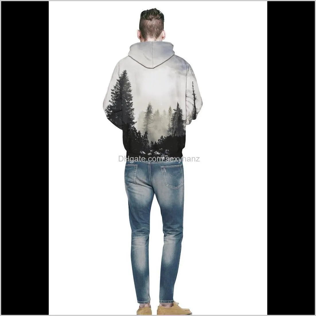 wholesale- s--4xl new harajuku style clothes women/men 3d hoodies print forest space galaxy brand sweatshirt pullovers crewneck tops