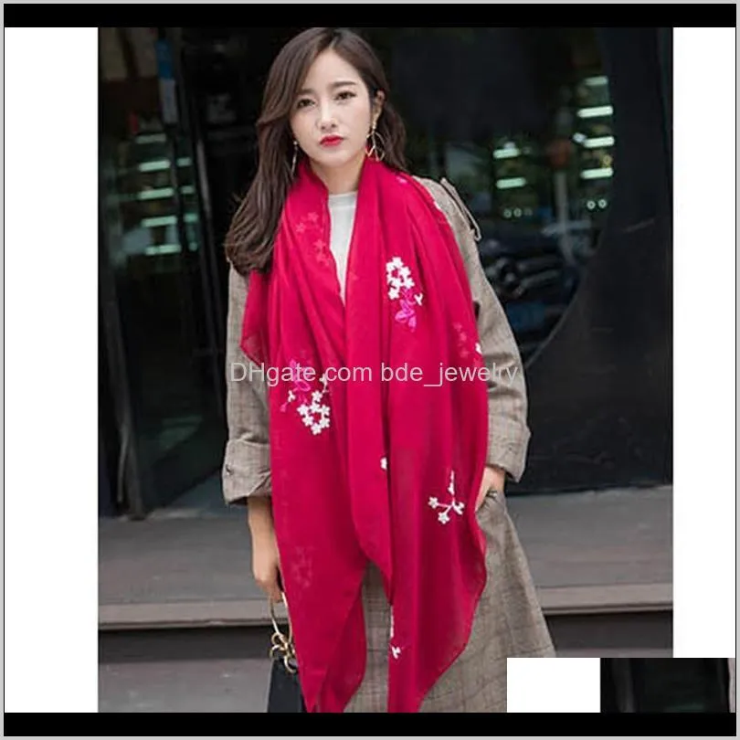 plain embroidered floral viscose winter scarf shawl from bandana print cotton scarves wraps foulards sjaal muslim hijab