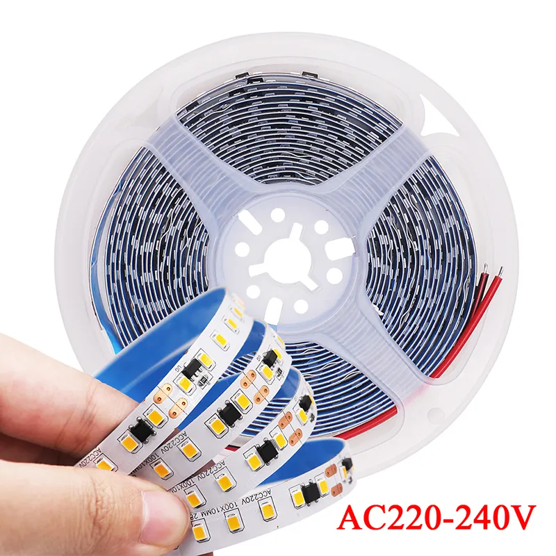 220V High Voltage 2835 SMD Led Strip Light 120LED/m Non-Waterproof 8MM 10MM Width for Home Decoration 3000K 4000K 6000K