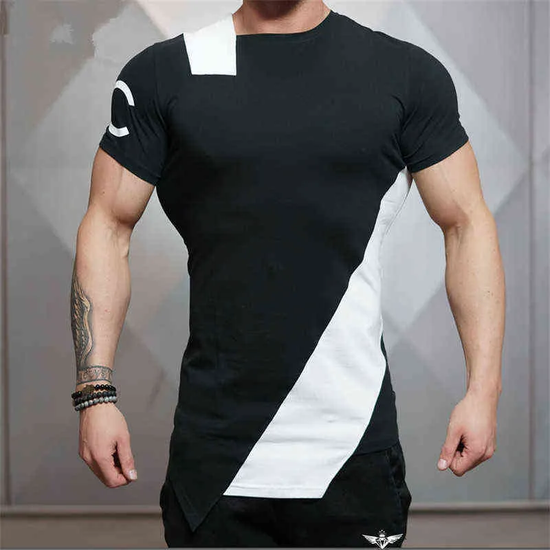 2018 新しい男性綿ジム男性 Tシャツフィットネスボディービルシャツ男性ブランド Tシャツ半袖ジム Tシャツ男性衣装 G1222