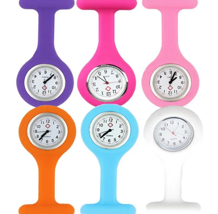 Party Favor 120pcs Promotion Christmas Gifts Colorful Nurse Brooch Fob Tunic Pocket Watch Silicone Cover Nurse-Watches SN3179