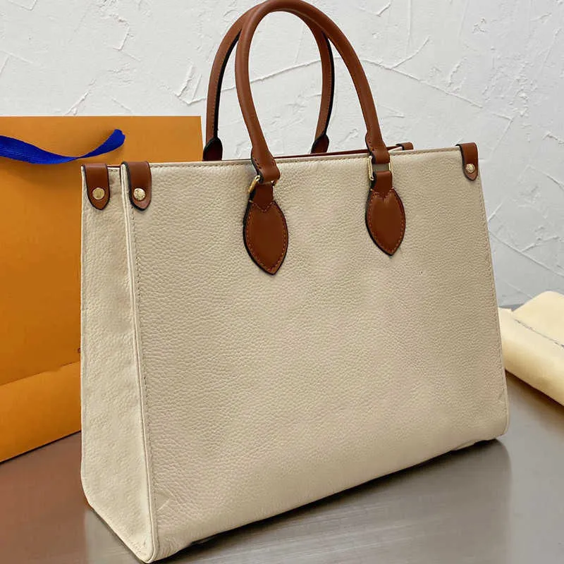 Leather Shopping Bag Tote Bags Handbags Genuine Leather Letter Embossed Soft Grain Leather Plain High-Capacity High Quality 