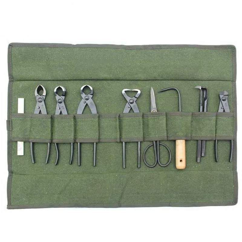 Bolsas de almacenamiento Paquete de herramientas de bonsái japonés Bolsa de rollo 600x430 mm Caja de herramientas de lona BOM666