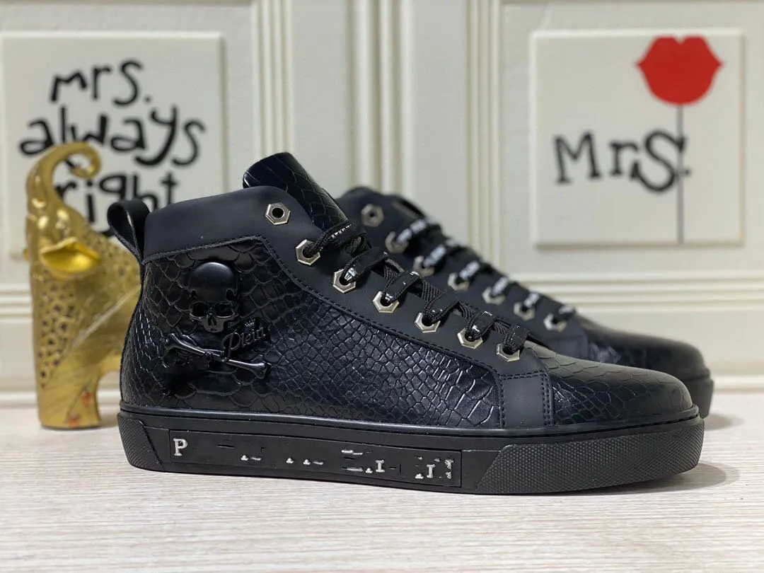 Designer Men s Leather Lace Up Sneakers Oversized Sole Platform Casual Shoes