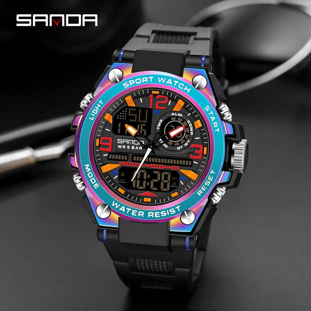 SANDA 2021 Luxury Men's Watches Sport Military Wristwatch Multicolor 50M Waterproof Quartz Watch for Men Clock Relogio Masculino G1022