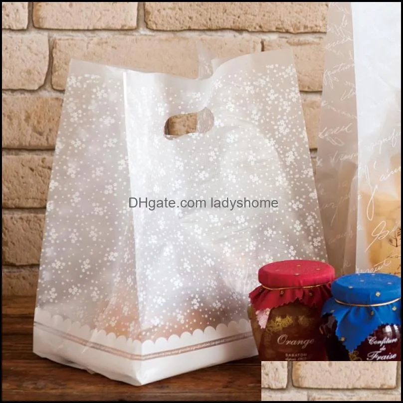 Gift Wrap White Flowers Bags Plastic Bags, Shopping 50PCS/lot HWD8282