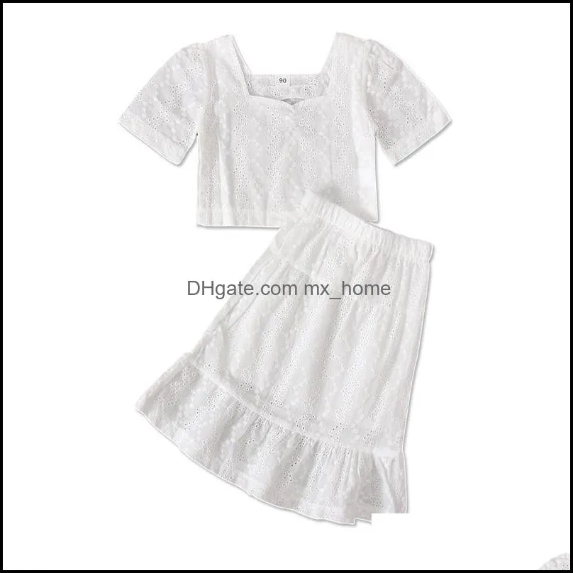 kids Clothing Sets girls outfits Children Lace Hollow Tops+skirts 2pcs/set summer Boutique fashion baby clothes Z3803