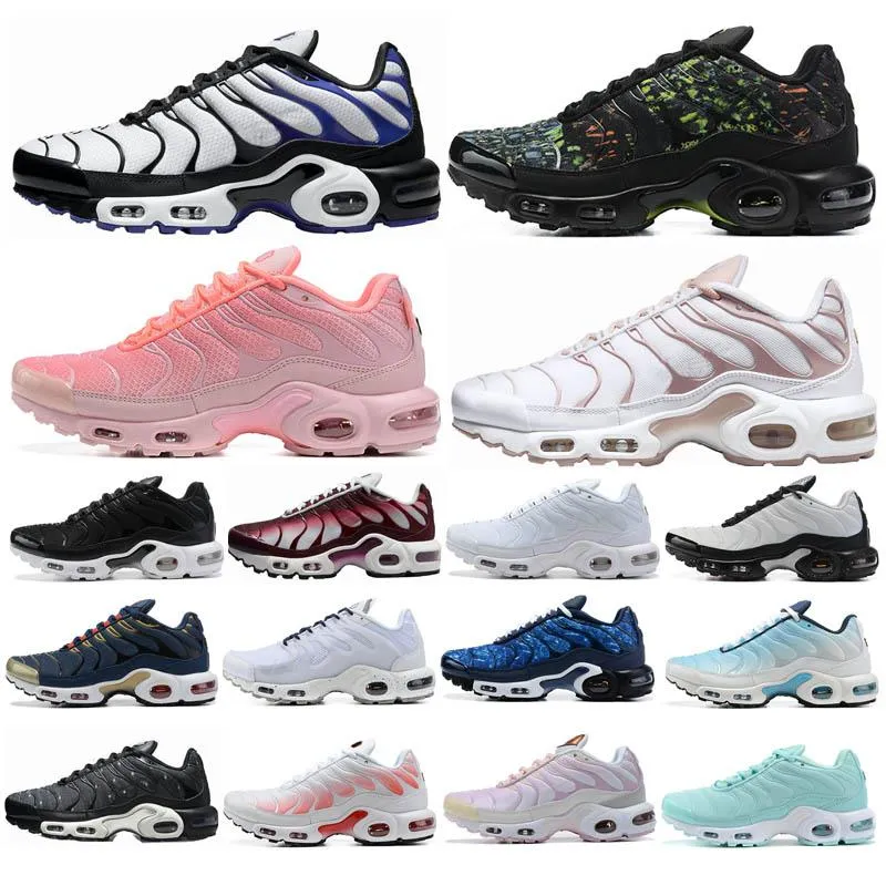 2022 Nouveaux hommes tn plus femmes chaussures formateurs triple noir blanc Hyper Blue Oreo Smoke Grey Worldwide Pink Fade hommes Sports de plein air baskets