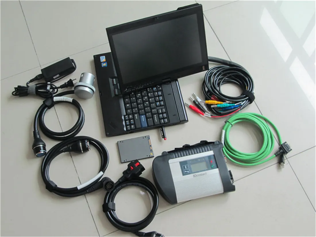 MB Star SD Connect C4 Diagnostic Tool 320 Go HDD Set Full Soft-Ware avec ordinateur portable x200T Écran tactile prêt à l'emploi