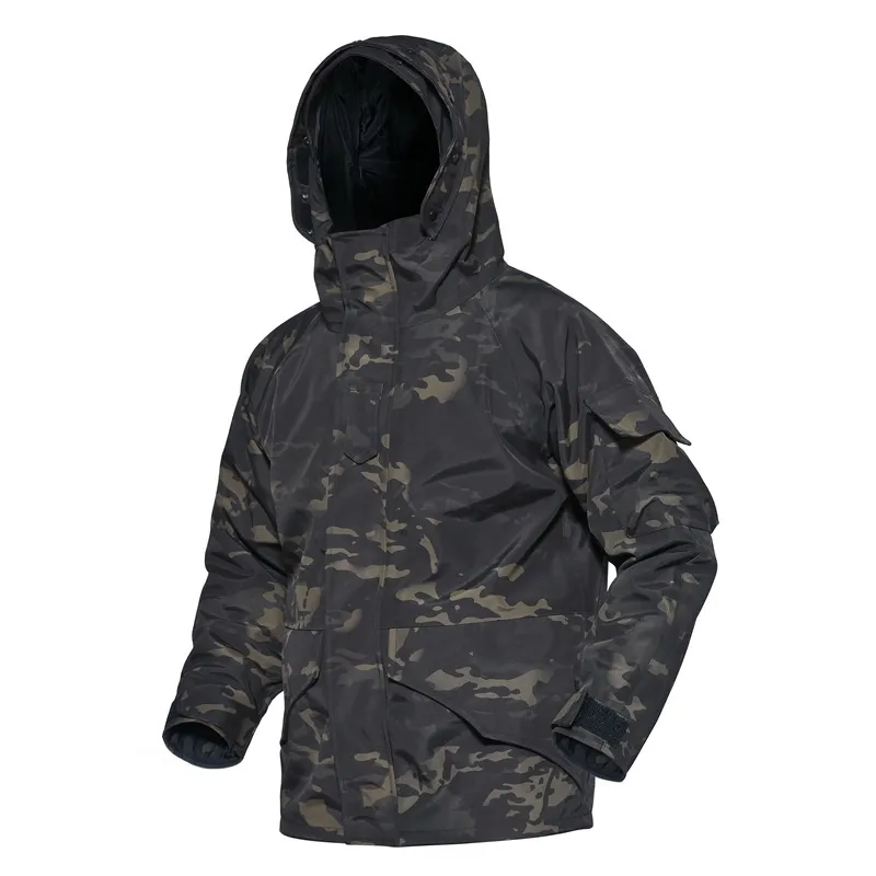Мужчины мягкая оболочка тактическая куртка открытый зима две части восхождение с капюшоном Водонепроницаемые ветрозащитные спорты кемпинг походная одежда
