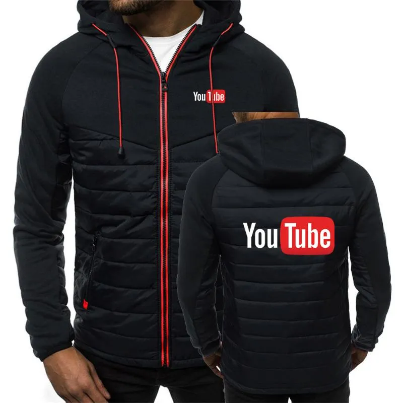 Mäns Hoodies Sweatshirts Youtube 2021 Est Winter Jackets Varmare Windbreaker Coats Bomull Vattentät Outwear Casual Zipper Toppar Kläder