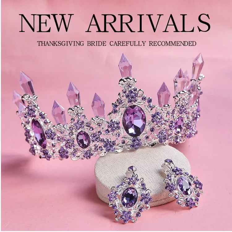 Purple Rhinestone Headpiece for Women Wedding Bridal Hair Accessory Amazon.com : Teyglen Purple Rhinestone Wedding Hair Comb  main image 4