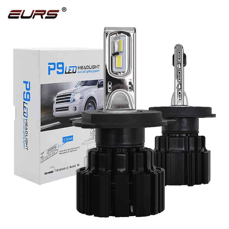 EURS P9 H4 H7 자동차 헤드 라이트 100W 안녕 / LO 빔 H11 H8 H9 HB4 자동 LED 헤드 라이트 H13 안개 빛 D2S D4S HID 전구 13600lm