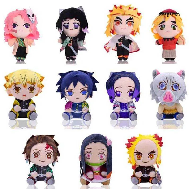 11st/lot Demon Slayer Plyschleksaker 20cm Kimetsu No Yaiba Kamado Tanjirou Tomioka Giyuu Agatsuma Zenitsu Douma Sabito stoppade docka H0824