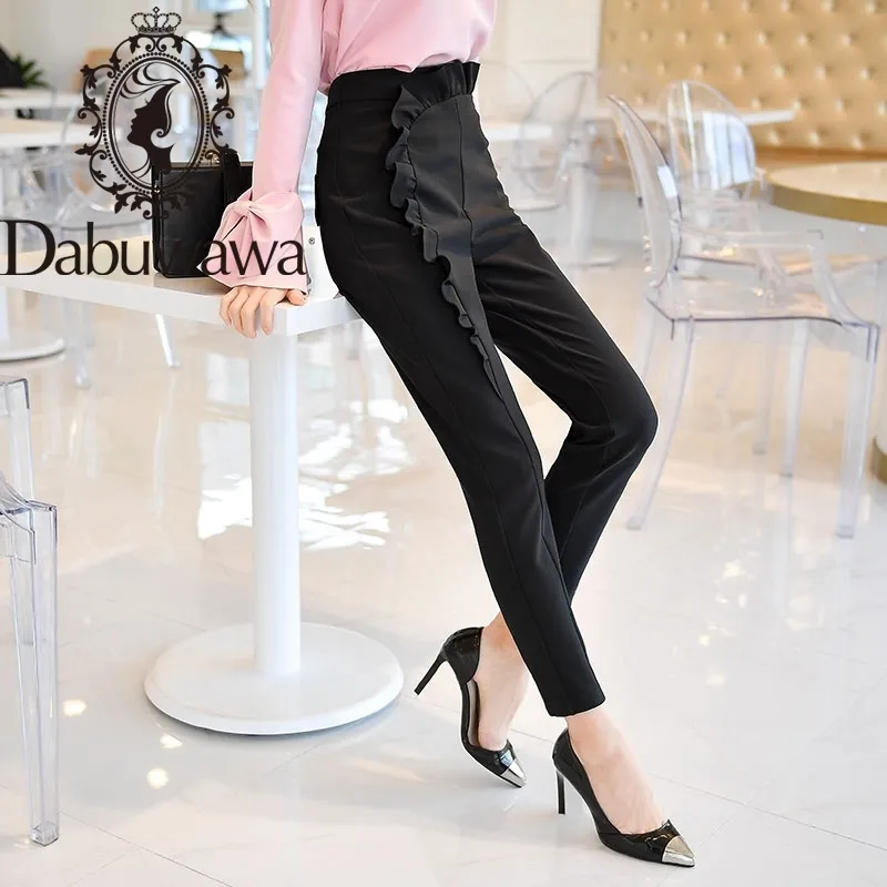 Dabuwawa Pantaloni da donna con volant sul davanti Pantaloni da donna Pantaloni da donna Pantaloni casual a matita primavera autunno Pantaloni a vita alta DO1ALP006 210520