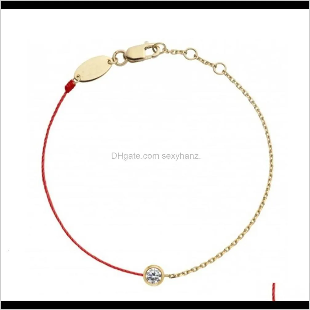 titanium plated 18k rose gold single diamond red rope bracelet