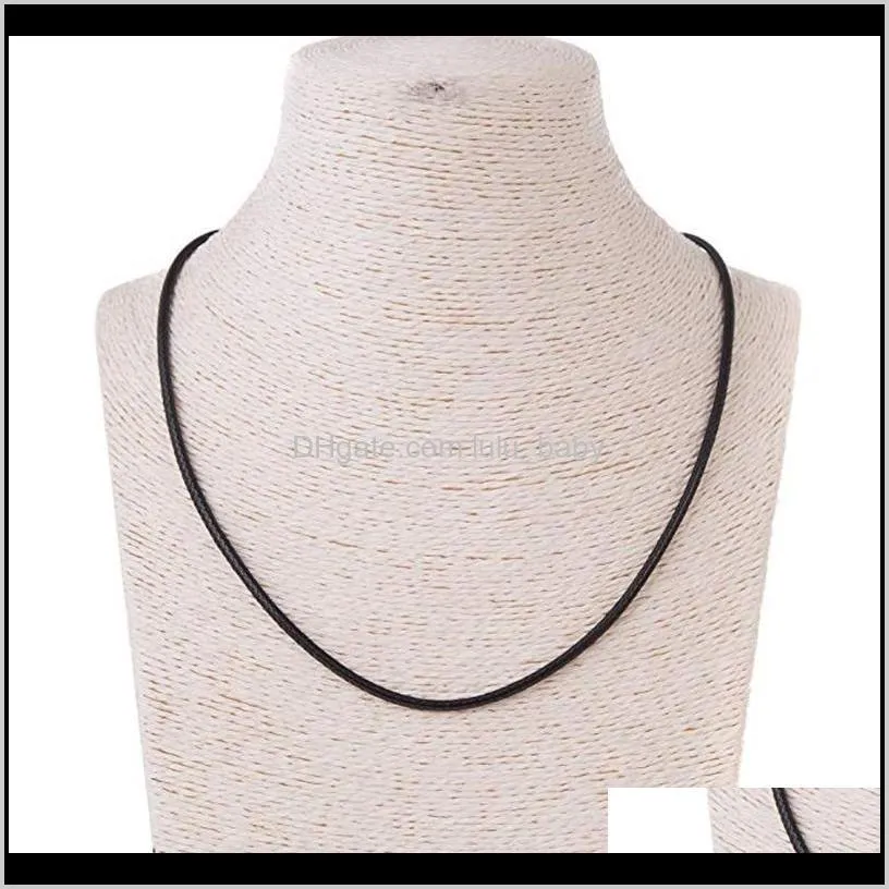 high quality black silk leather cord chain necklace rope with lobster claw clasp