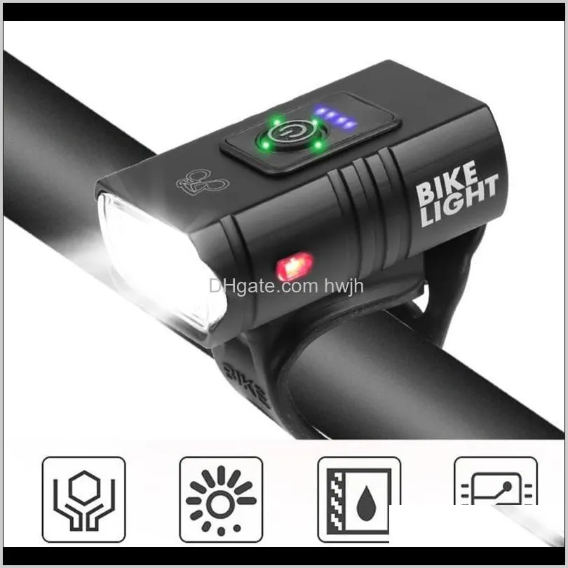 Işıklar T6 LED Bisiklet Işık 10 W 800LM 6 Modu USB Şarj Edilebilir Güç Ekran MTB Dağ Yol Bisikleti Ön Lamba Bisiklet Ekipmanları F88 QXG8F