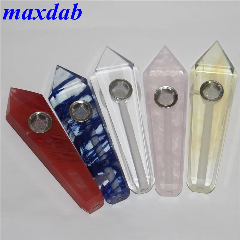 Crystals Opal natural tobacco pipe CRYSTAL quartz Tobacco Hand Pipes & Metal Carb Hole household smoking pipe