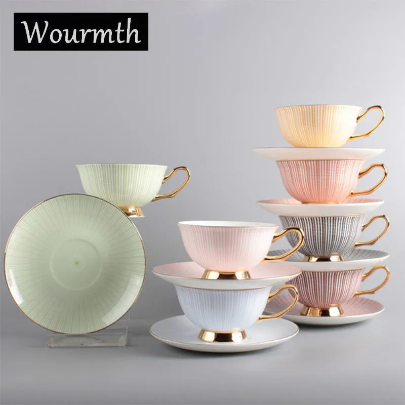 Wourmth Bunte Phnom Penh Kaffeetasse aus Porzellan, elegante Teetassen, Nachmittagstee, hochwertige Keramiktasse, schöne Geschenktassen, Untertassen