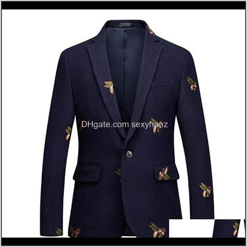 bees blazer men fashion wedding prom blazers single button for male stylish suit jacket 6xl em2061