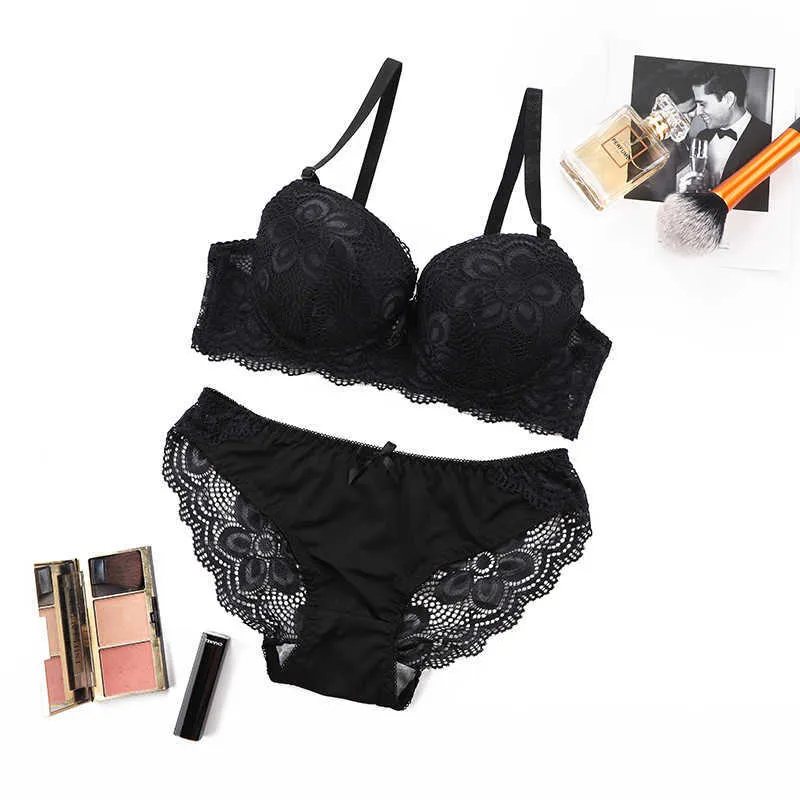 Sexy Flower Lace B Cup Underwire Push Up Underwear Women Bralette Bra  Underpants Black Red Womens Sexy Lingerie Set Q0705 From Sihuai03, $8.8