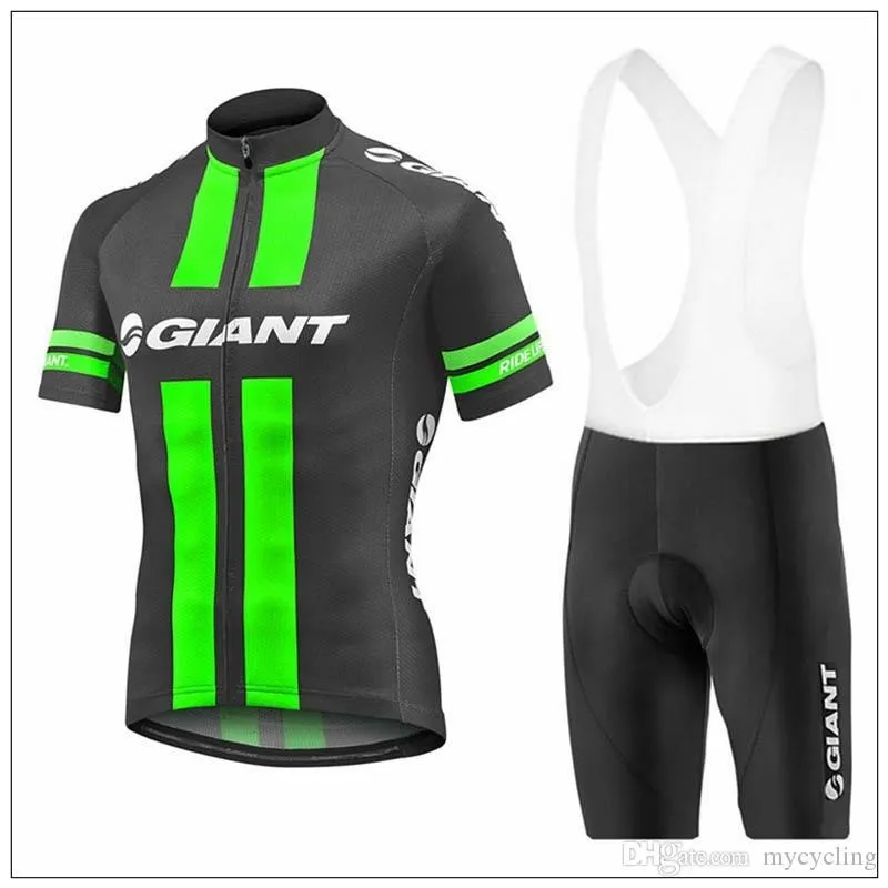 Giant Jealing Jersey Set 2021 Letnie Oddychające Jersey Jersey Garnitur Anti-UV Men Bike Racing Odzież z 19D Padded BIB Spodnie