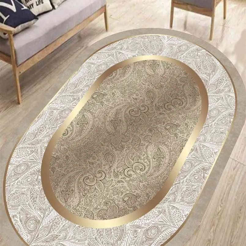 Ellipse living room rug marble design stripe decorative non-slip bottom faux leather carpet easy clean thai feather fabric washable 210917