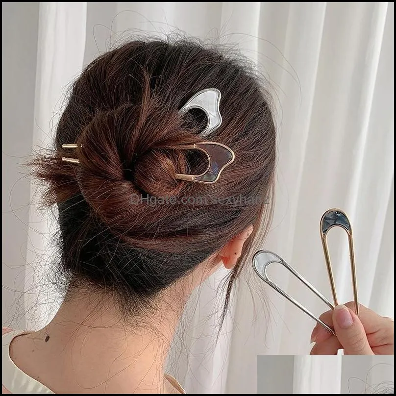 Hair Clips & Barrettes Jewelry Japan Minimalist Alloy Metal Conch Shell Sticks For Women Girl Hairclip Tools Bun Maker Hairpins Headwear Tre