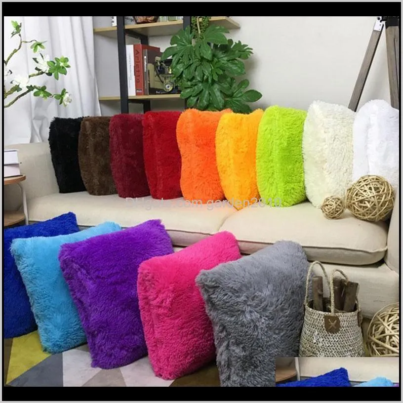 new solid short faux fur shaggy plush cushion soft warm luxury throw pillowcase home chair seat waist decorative decor pillow case