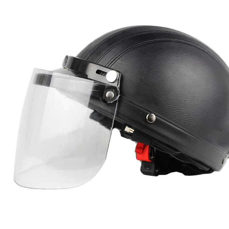 Casques de moto Traitement anti-UV anti-buée et anti-rayures Universel 3 Snap Flip Up Visor Shield Lentille Pour Casque Retro Open Face