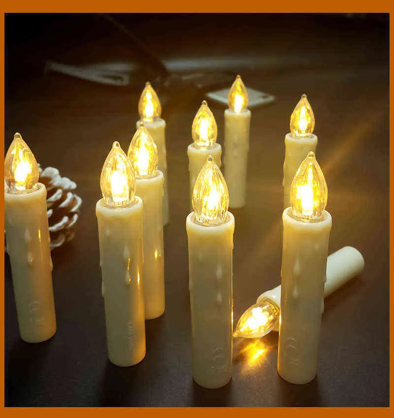 Guirlande Bougies LED 2 M – 20 Bougies Blanc Chaud, Sans Flamme, Avec Minuterie, Pour Sapin De Noël