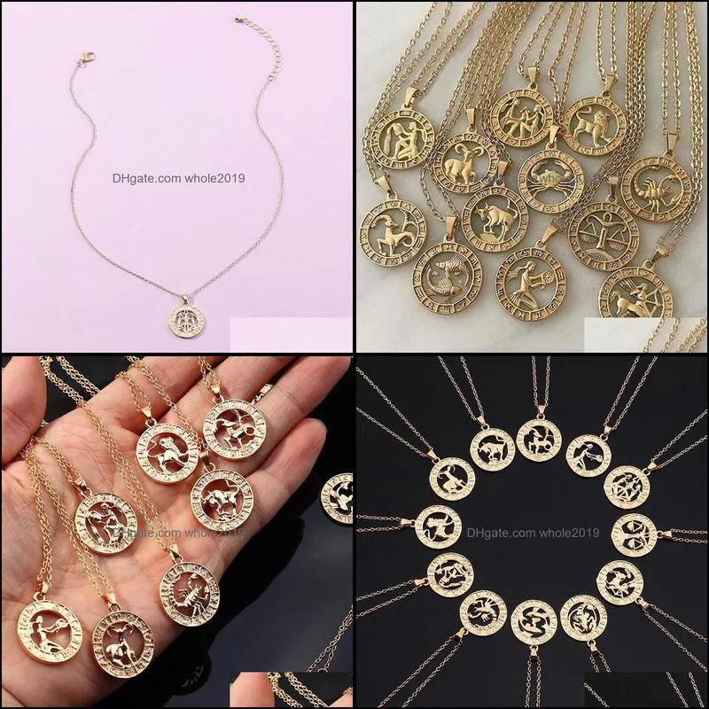 Pendant Necklaces Zodiac Letter Constellations Pendants Necklace For Women Men Virgo Libra Scorpio Sagittarius Capricorn Aquarius Birthday