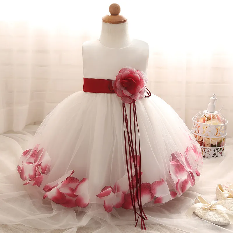 Baby Girls Flower Princess Dress 1 2 Years Old Birthday Party Christening Gown Kids Children Bridesmaid Wedding Dress 3-10 Years 968 X2