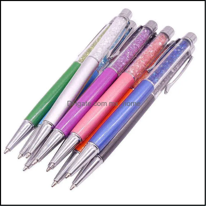 20 Pcs Crystal pen Metal ballpoint Gift Pen Capacitor Student stationery office writing promotion 220110