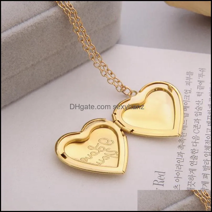 New Fashion Jewelry Women`s I Love You Openable Locket Heart Photo Box Pendant Necklace Sweater Necklaces S380