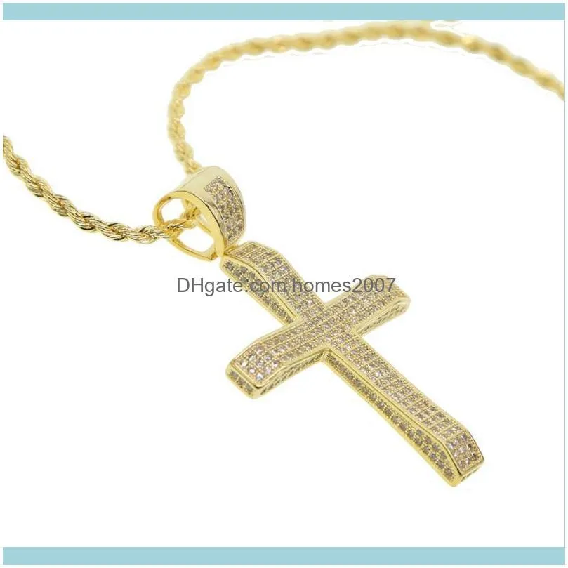 Colliers Pendants JewelryGold Color est arriv￩ classique pour hommes de bijoux croix croix micro pave complet en zircone remplie de zircone pour hommes cha