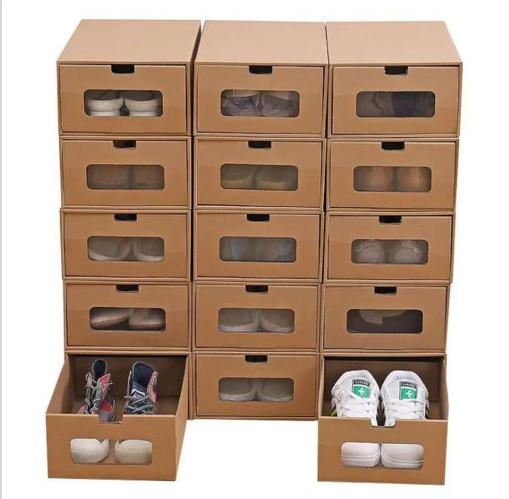 Drawer Type Paper Shoes Storage Box Unisex Thickening Papers Quality Boxes Women Men Organizer Case