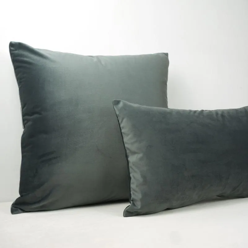 Federa per cuscino in velluto grigio brillante, adorabile, morbida, senza imbottitura, cuscino/decorativo