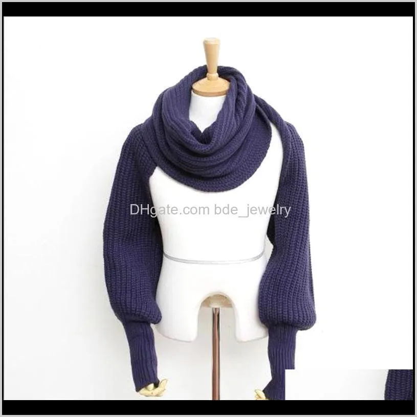 supsindy european style winter women long scarf with sleeves wool knitted scarves for thick warm casual shawl high quality