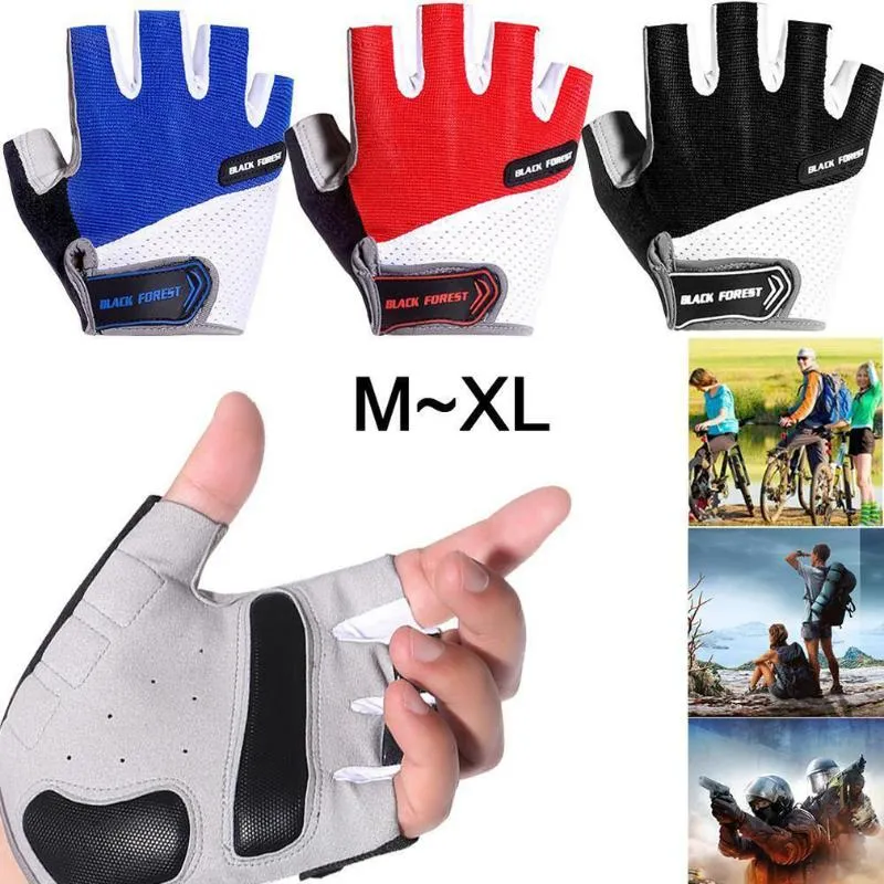 Men Cycling Gloves Working Anti Slip Half Finger Absorbing Padded Breathable Short Riding Biking Glove