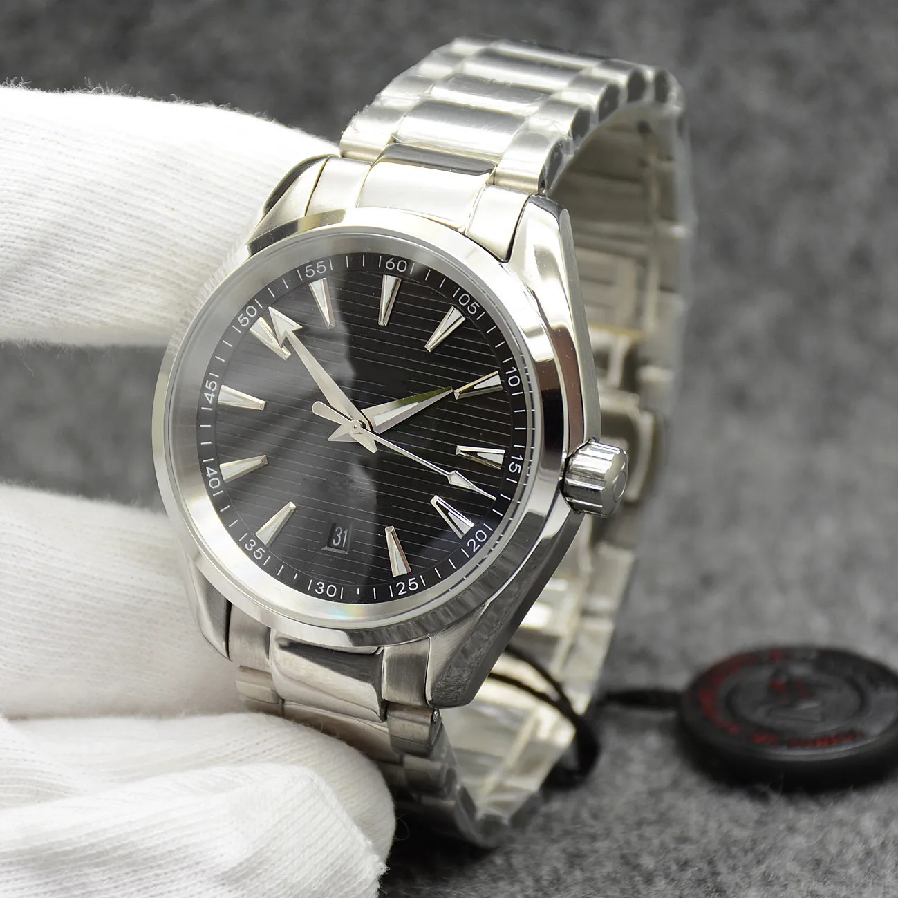 스타일 블랙 다이얼 시계 42mm 자동 기계적 스테인리스 스틸 유리 스포츠 바다 남성 시계